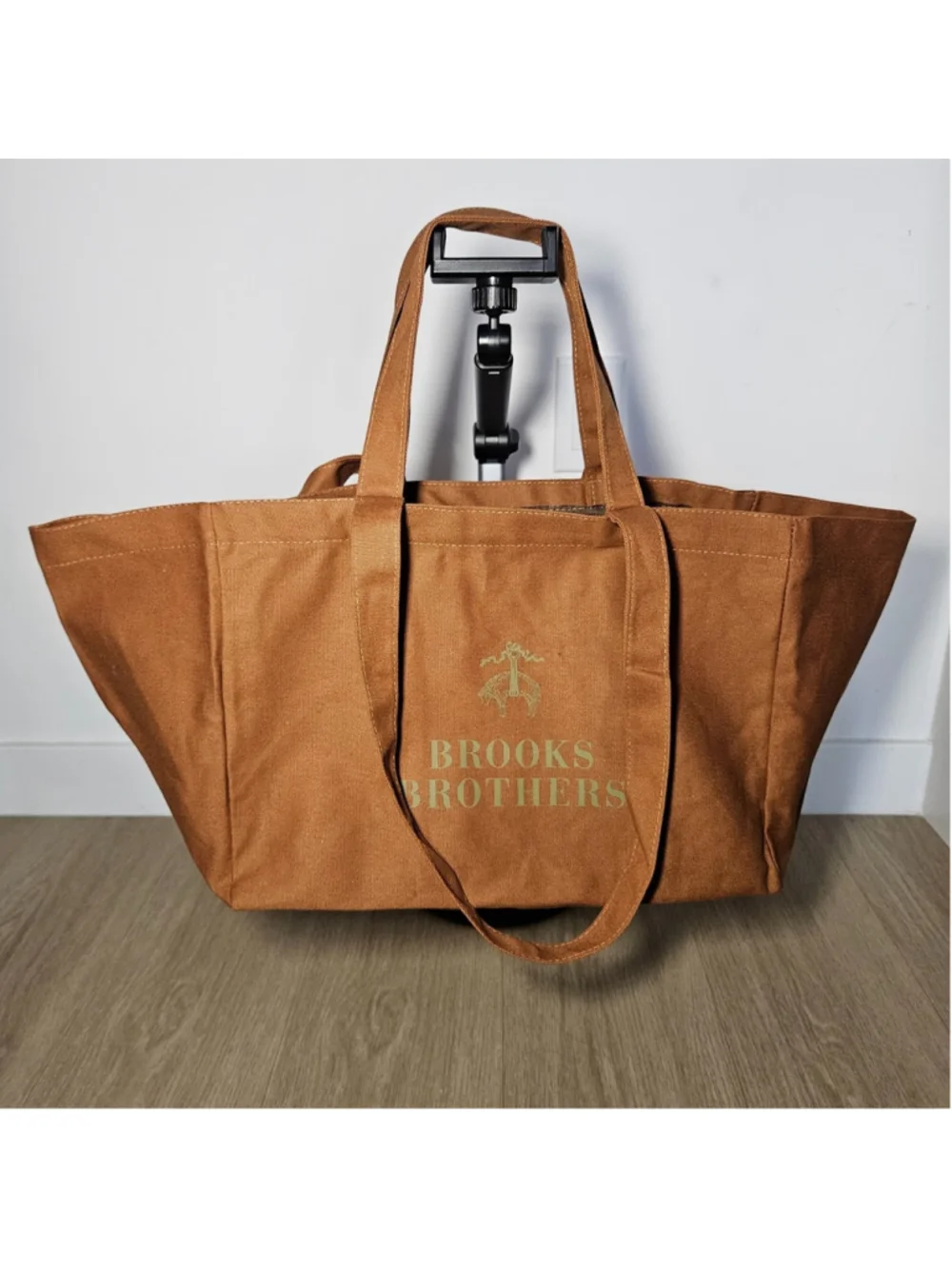 Brooks Brothers Canvas Tote Bag Brown Shopper Travel Reusable Shoulder New NWT